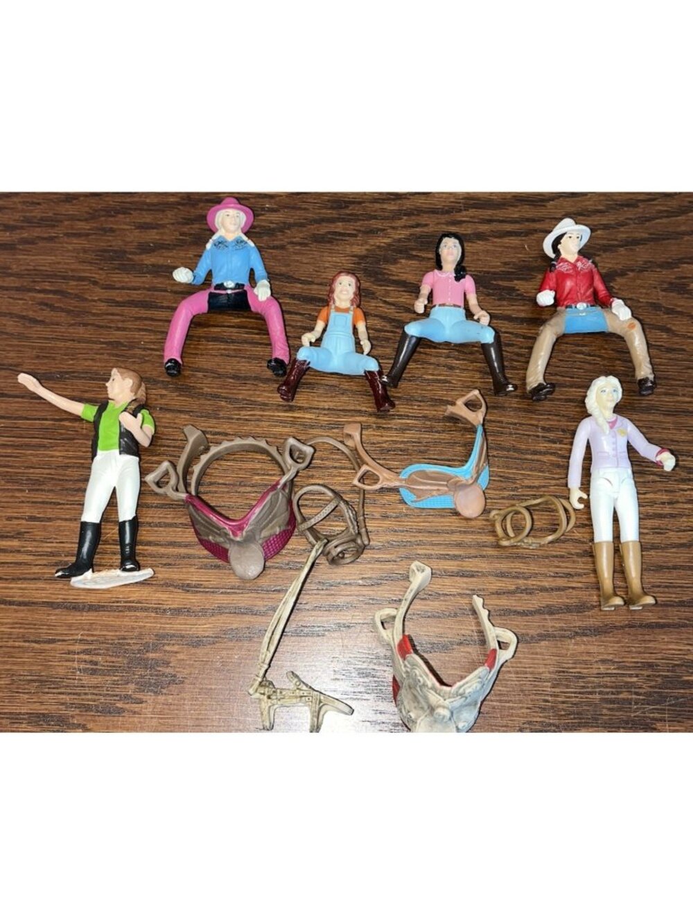 Schleich Horse Club Figure People Cowgirl Riders Saddles Bridles 12 Pc Set